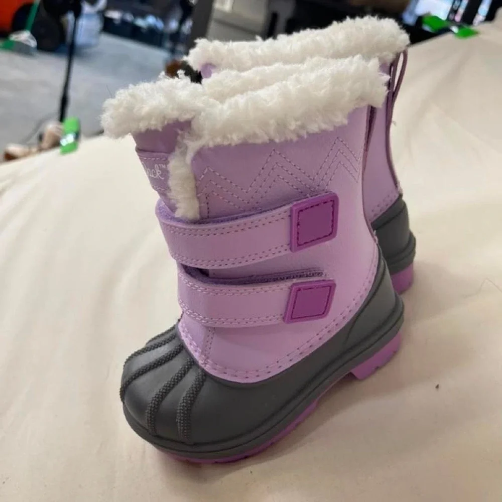 Cat‎ & Jack Girls Snow Boots Size 5 Purple & Gray Waterproof Winter Boots